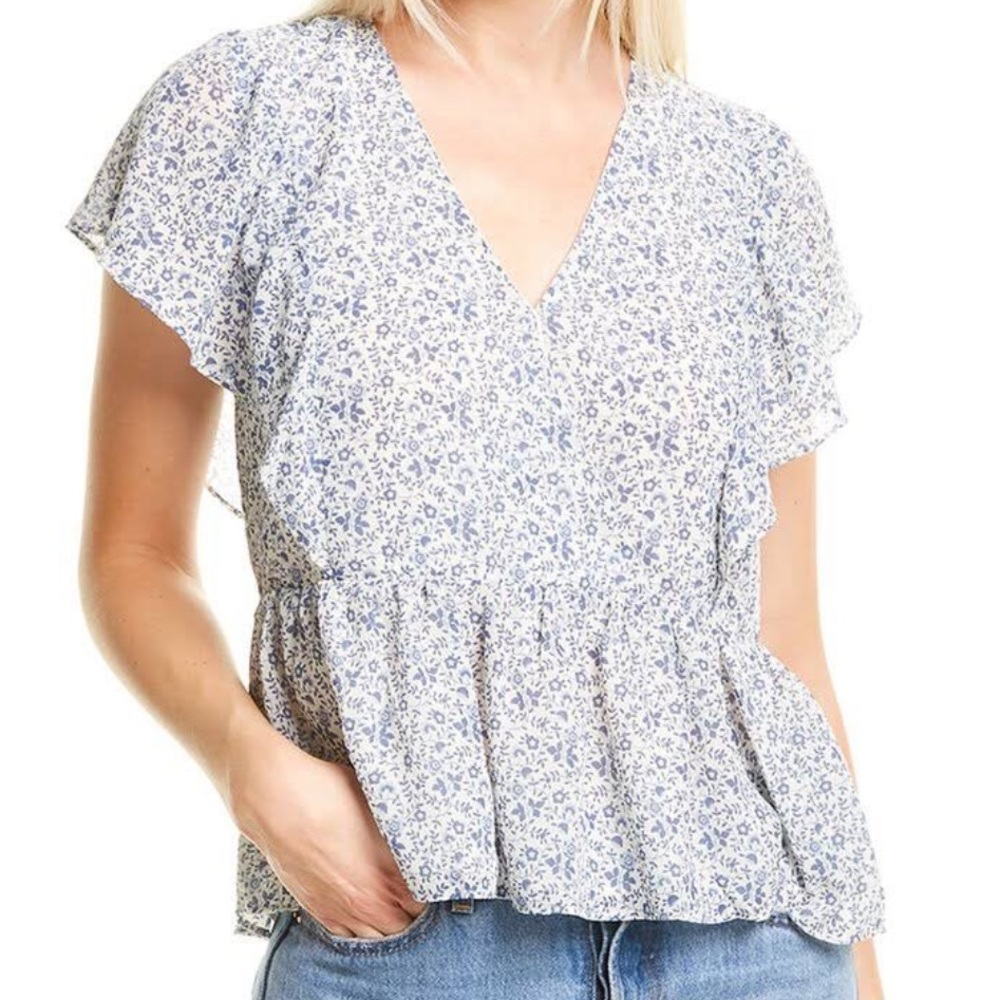 Madewell Floral Ruffle top